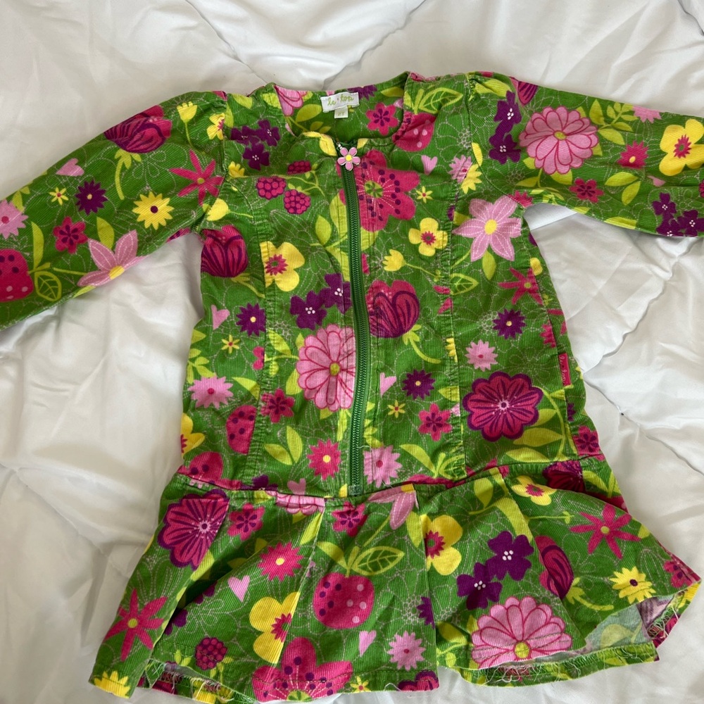 Le Top Green and Pink Floral Swim Coverup